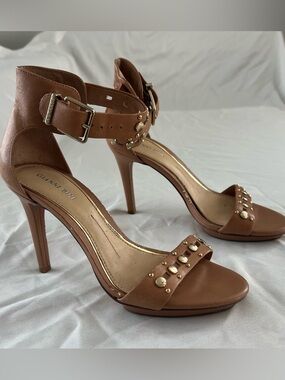 Gianni Bini Brown Studded Ankle-Strap High Heels